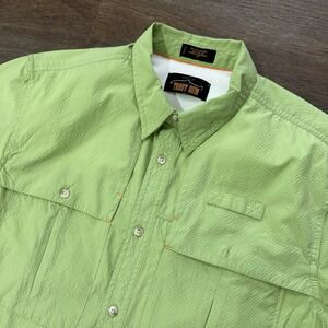 Orvis Trout Bum Green Fishing Shirt Seersucker Sz M Outdoor‎ Hiking